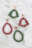 CHRISTMAS WREATH TINSEL TEARDROP SHAPE EARRINGS