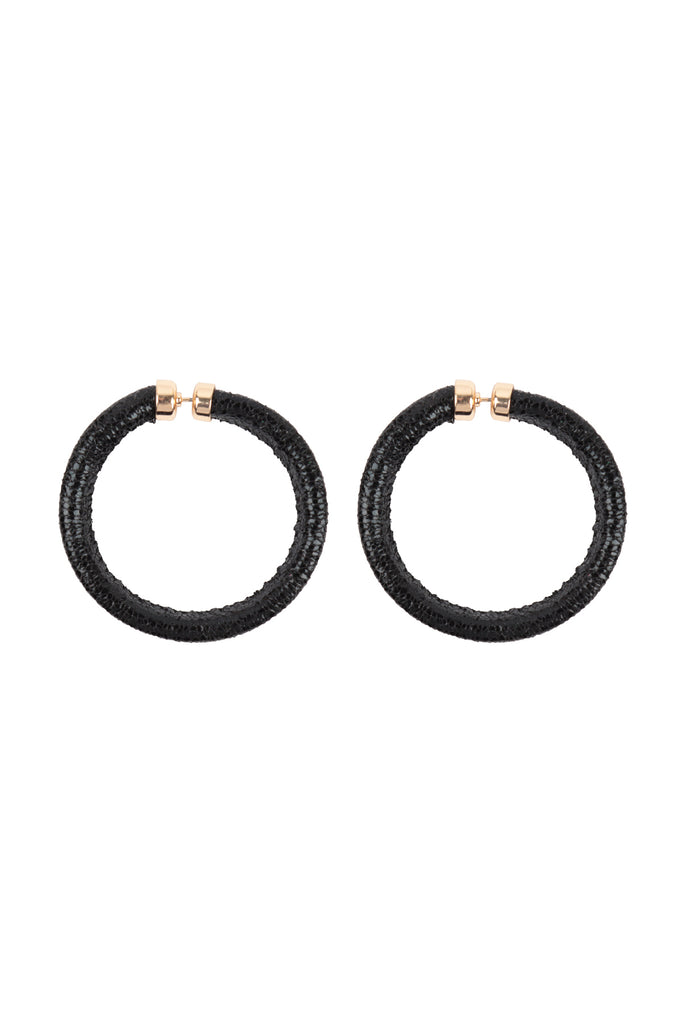 GLITTER PU LEATHER HOOP EARRINGS