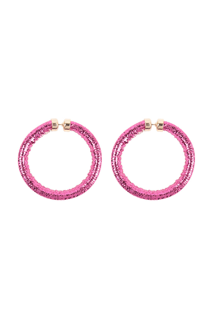 GLITTER PU LEATHER HOOP EARRINGS