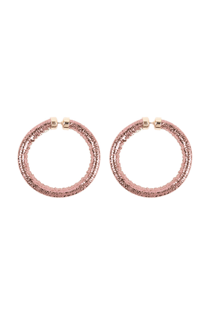 GLITTER PU LEATHER HOOP EARRINGS