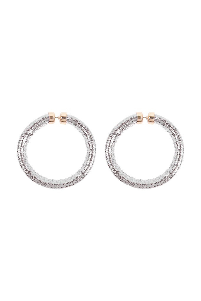 GLITTER PU LEATHER HOOP EARRINGS