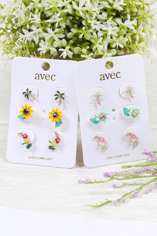 AE0088 - GLASS CUSHION POST EARRINGS