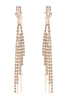 PEARL RHINESTONE FRINGE FRONT BACK CHAIN DROP EARRINGS