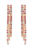 RHINESTONE 3 LINE FRINGE DROP EARRINGS