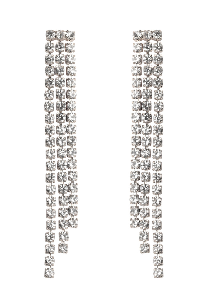 Ailish Diamante Fringe Drop Earrings in Silver Diamante | Showpo USA