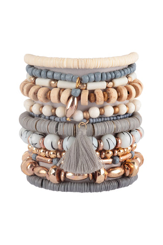 CCB PEARL BEAD MULTI SET STRETCH BRACELET