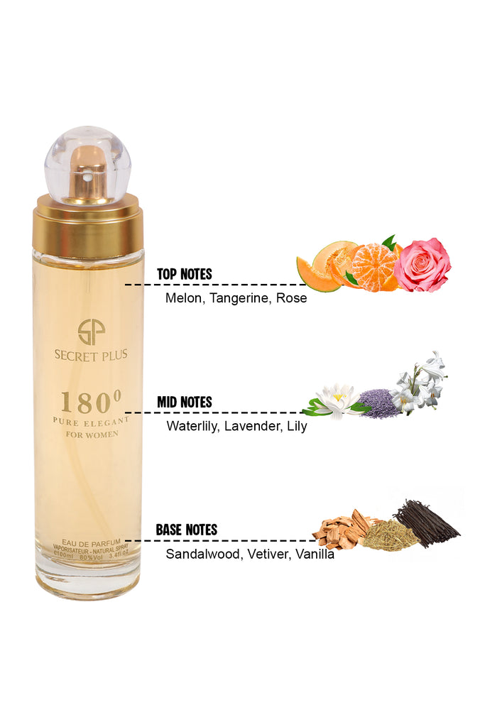 180 PURE ELEGANT SPRAY PERFUME EAU DE PARFUM FOR WOMEN - 100ML/3.4FL.OZ.