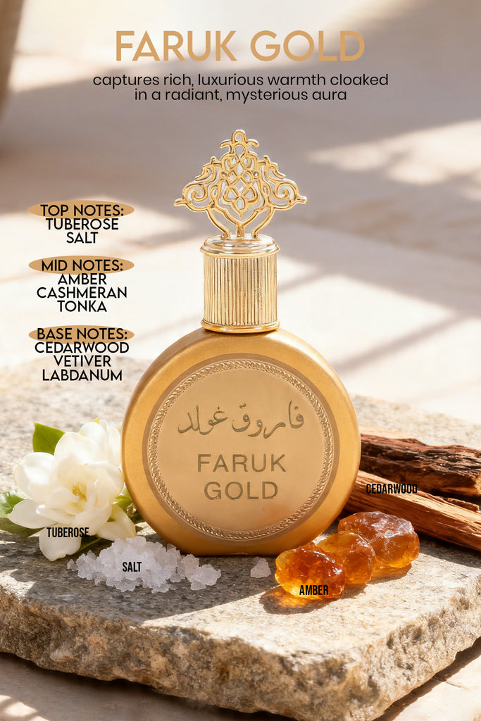 FARUK GOLD SPRAY PERFUME EAU DE PARFUM FOR MEN AND WOMEN - 100ML/3.4FL.OZ.