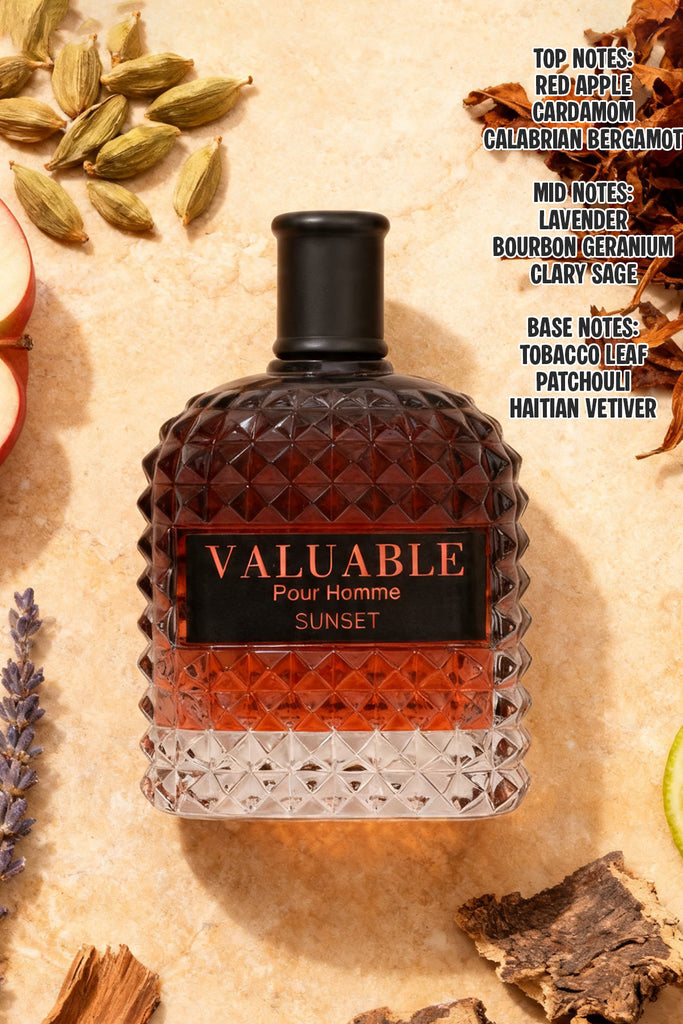 VALUABLE POUR HOMME PARIS SUNSET SPRAY PERFUME EAU DE PARFUM FOR MEN - 100ML/3.4FL.OZ.