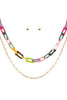 ACETATE METAL LINK LAYERED NECKLACE AND EARRING SET