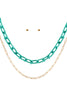 ACETATE METAL LINK LAYERED NECKLACE AND EARRING SET