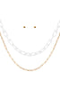ACETATE METAL LINK LAYERED NECKLACE AND EARRING SET