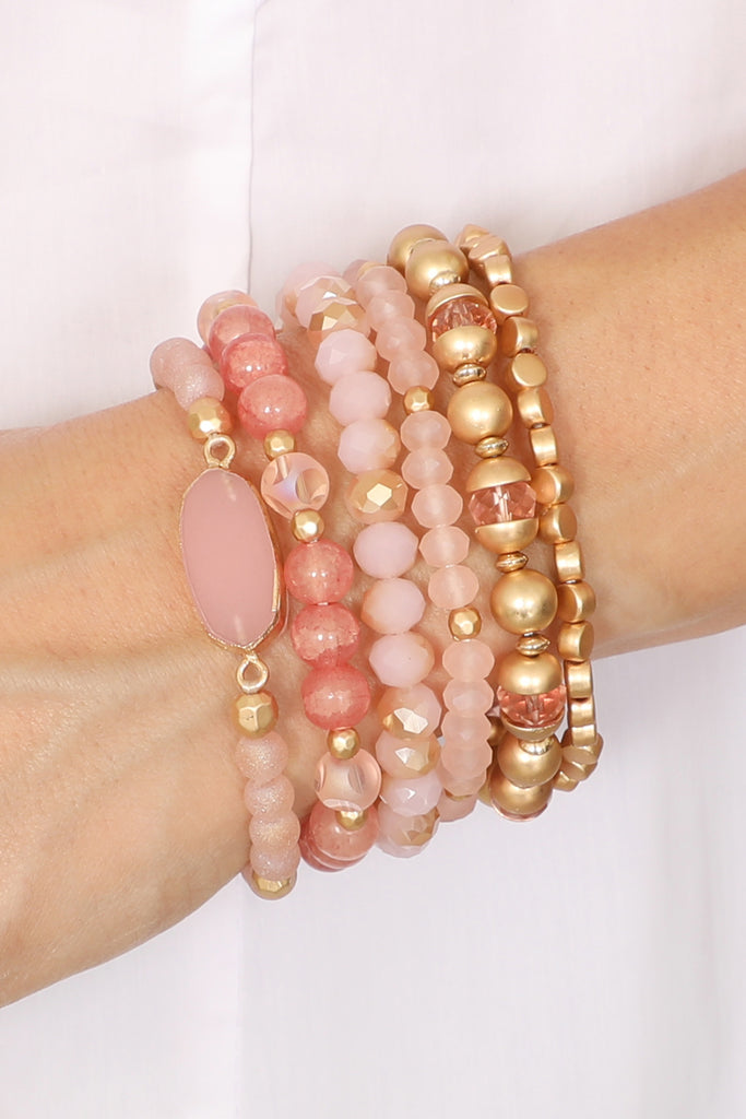 MULTI LINE DRUZY STONE CHARM BRACELET