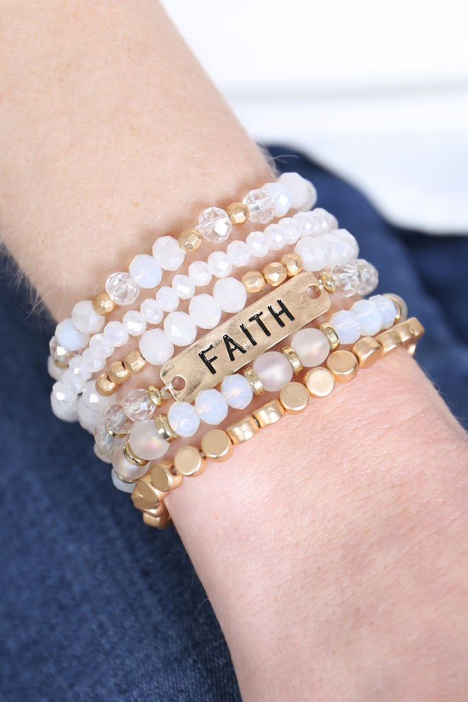 FAITH MIXED BEADS CHARM BRACELET – Riah Fashion