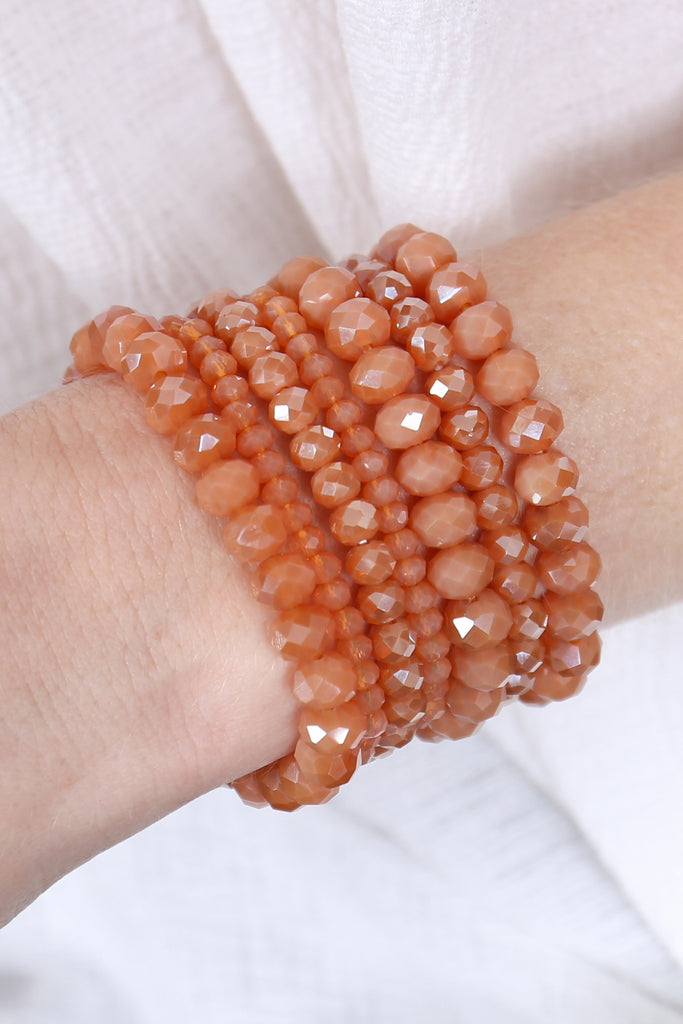 Small Glass Bead Stretchy Bracelets Off White