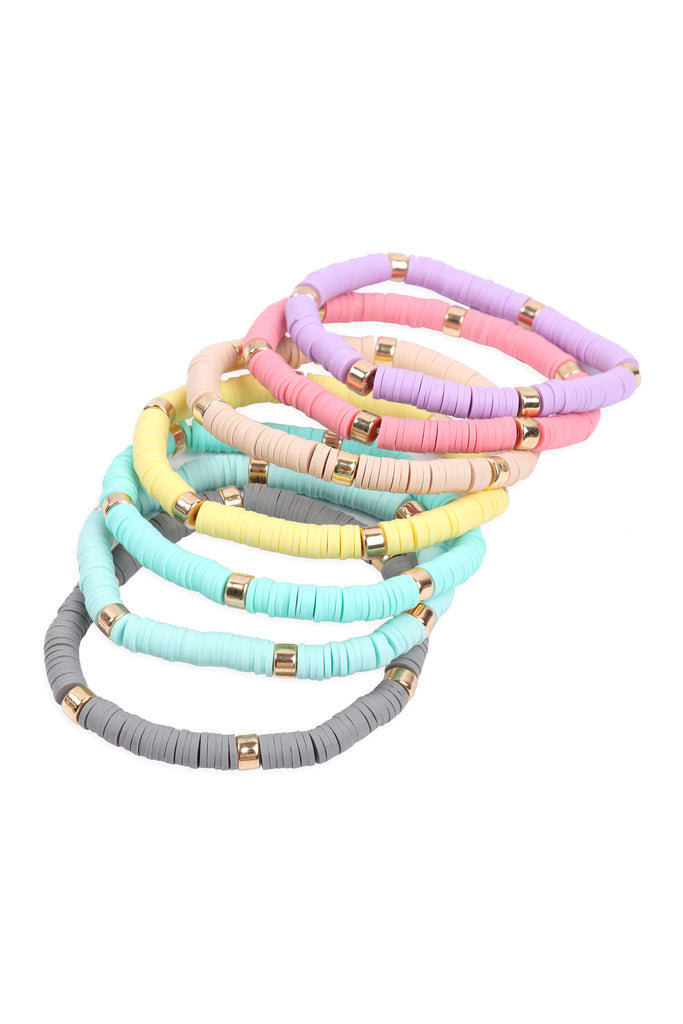 Multiline Fimo Bead Stretch Bracelets