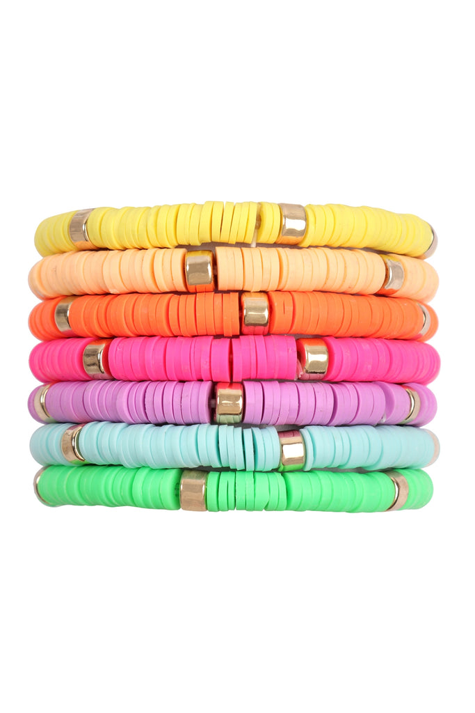 Multiline Fimo Bead Stretch Bracelets