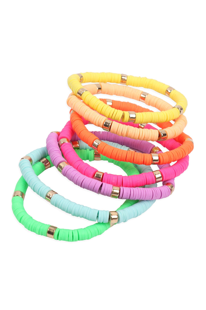 Multiline Fimo Bead Stretch Bracelets