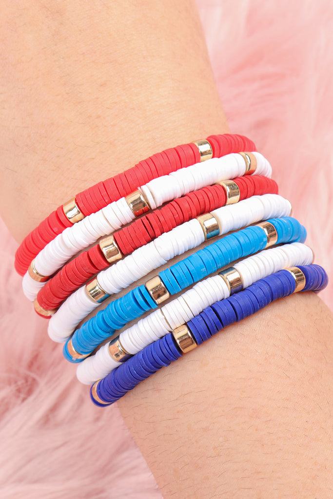 Multiline Fimo Bead Stretch Bracelets