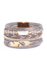 LEATHER WRAP W/ FEATHER EVIL EYE CHARM BRACELET - Riah Fashion
