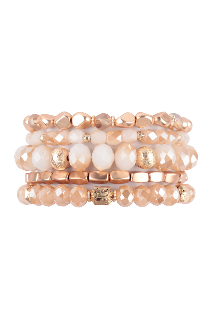 RONDELLE BEADS CCB CHARM STRETCH BRACELET