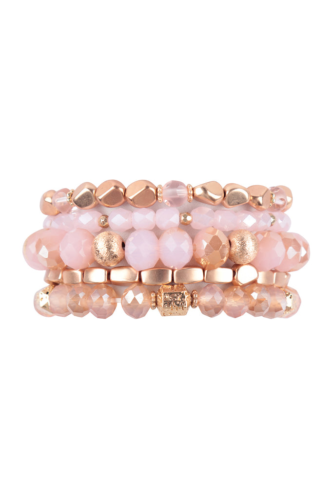 RONDELLE BEADS CCB CHARM STRETCH BRACELET