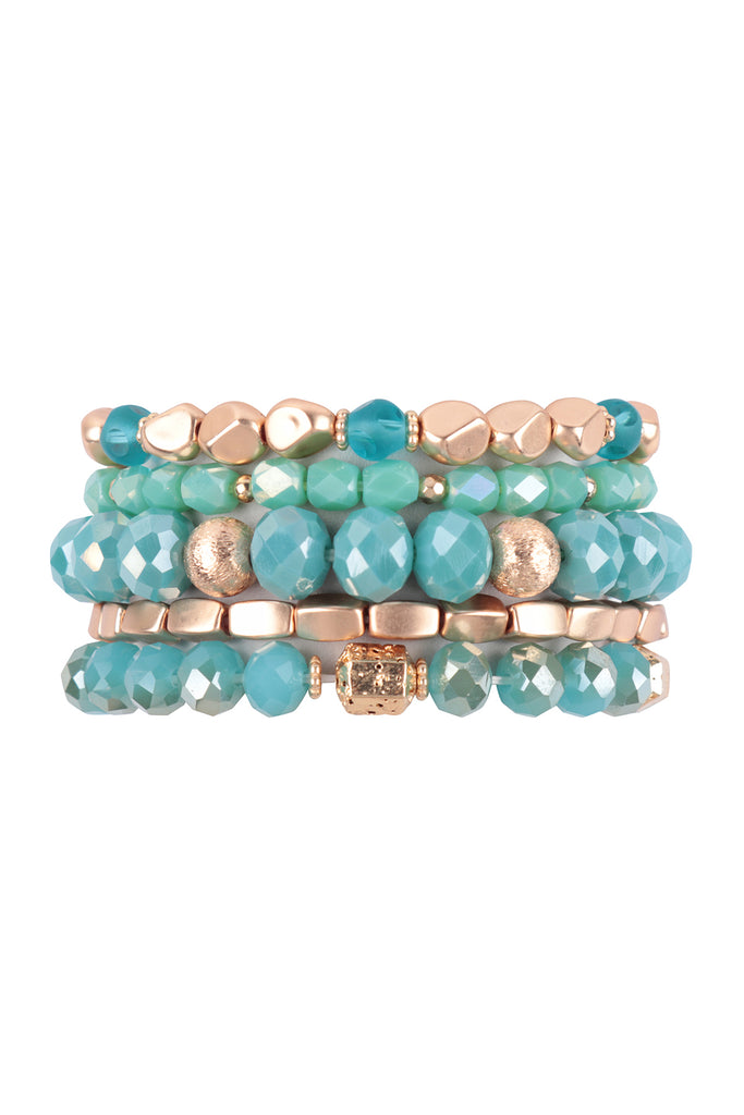 RONDELLE BEADS CCB CHARM STRETCH BRACELET