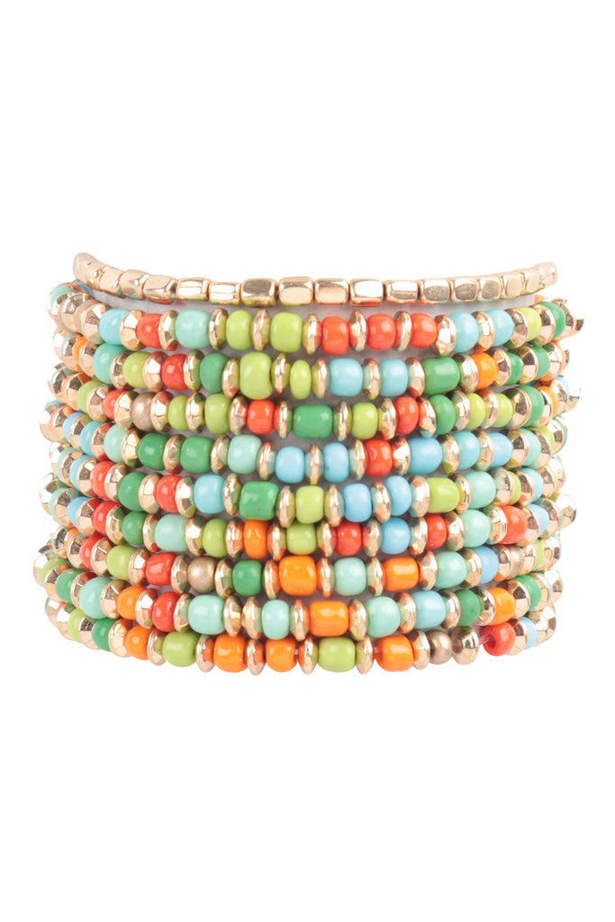 SEED BEAD, CCB STACKABLE, LAYERED VERSATILE BRACELET