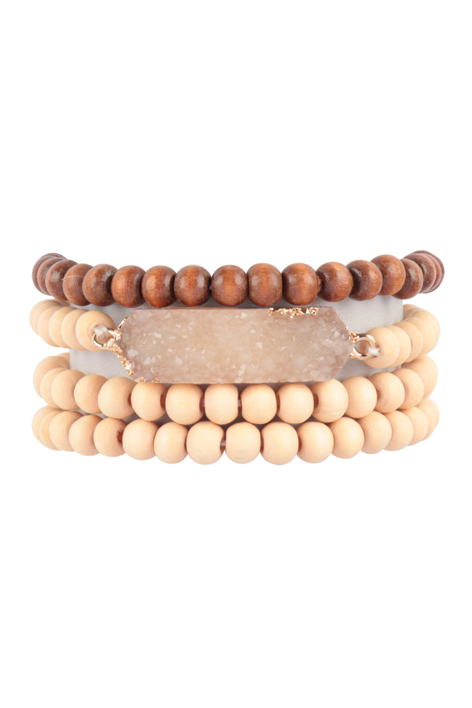 Wood Druzy Bracelet Set