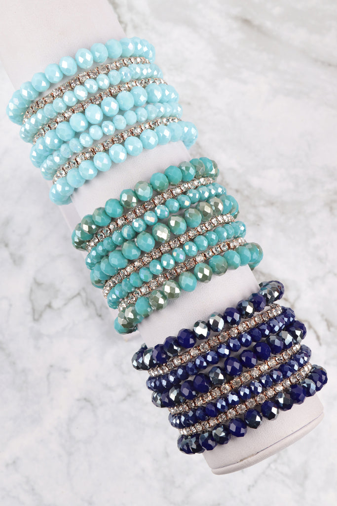 RONDELLE, RHINESTONE BEADS STACKABLE BRACELET SET