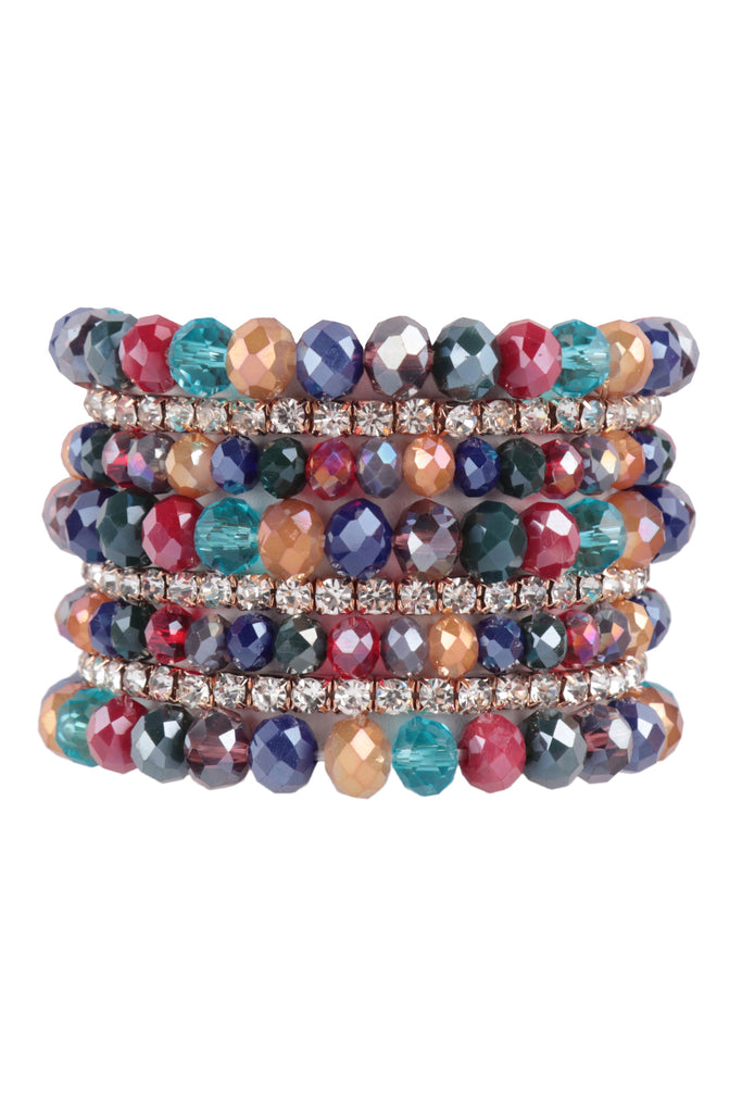 RONDELLE, RHINESTONE BEADS STACKABLE BRACELET SET