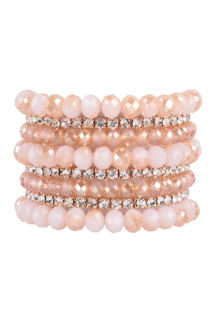 RONDELLE, RHINESTONE BEADS STACKABLE BRACELET SET