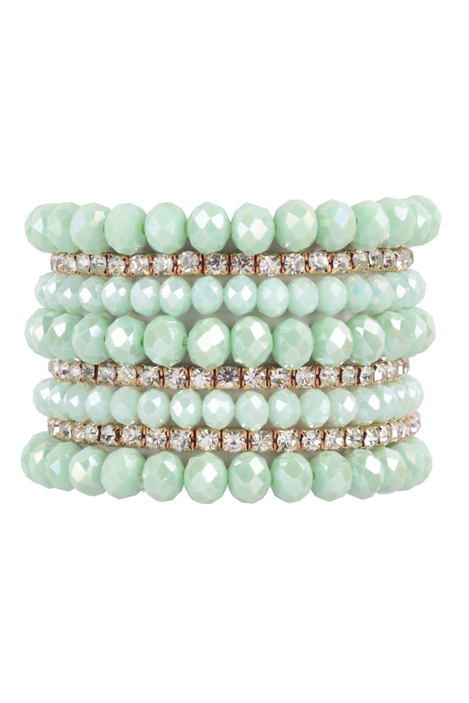 RONDELLE, RHINESTONE BEADS STACKABLE BRACELET SET