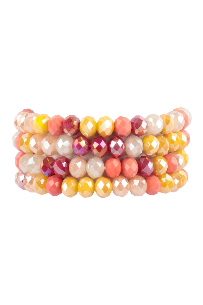 RONDELLE BEADS 4 LAYERED STACKABLE STRETCH BRACELET SET