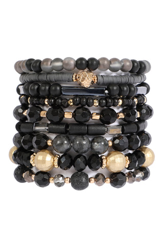 RONDELLE BEADS 4 LAYERED STACKABLE STRETCH BRACELET SET