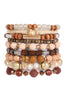 MIX BEADS WOOD FIMO LAYERED CHARM VERSATILE BRACELET