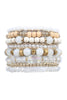CHARM MIX BEADS NATURAL STONE WOOD LAYERED STACKABLE VERSATILE BRACELET SET