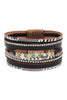 SNAKE PRINT LEATHER WRAP WITH STAR MAGNETIC LOCK BRACELET