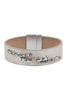 TEXTURED LEATHER WRAP WITH METAL BEADS MAGNETIC LOCK BRACELET