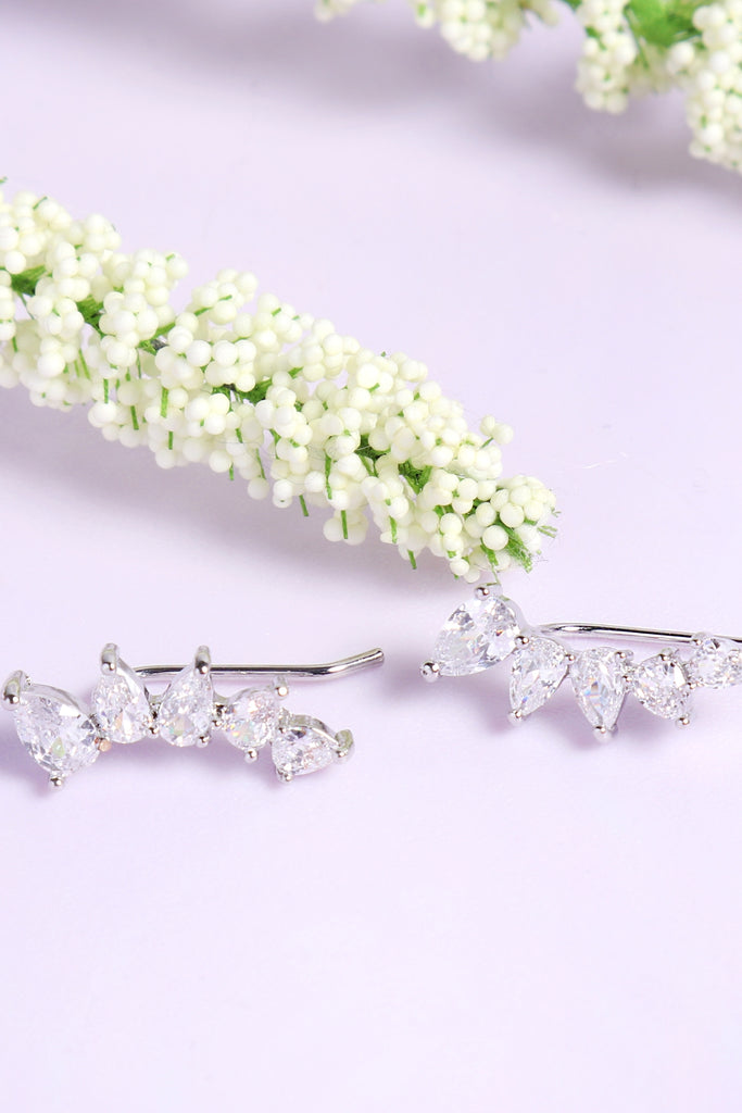 TEARDROP CUBIC ZIRCONIA CRAWLER EARRINGS