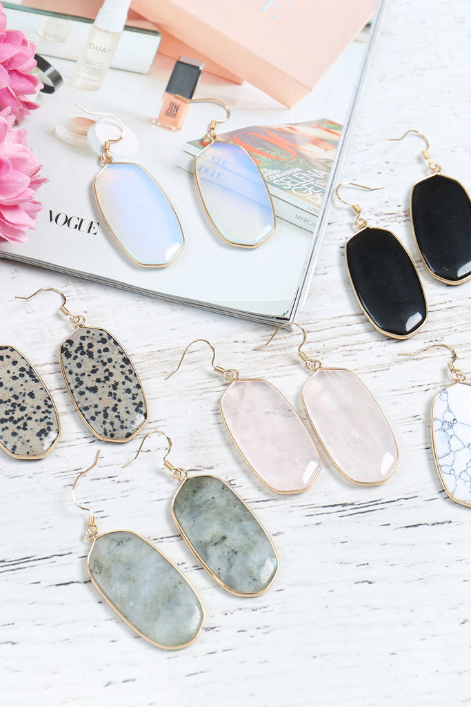 NATURAL OVAL STONE EARRINGS