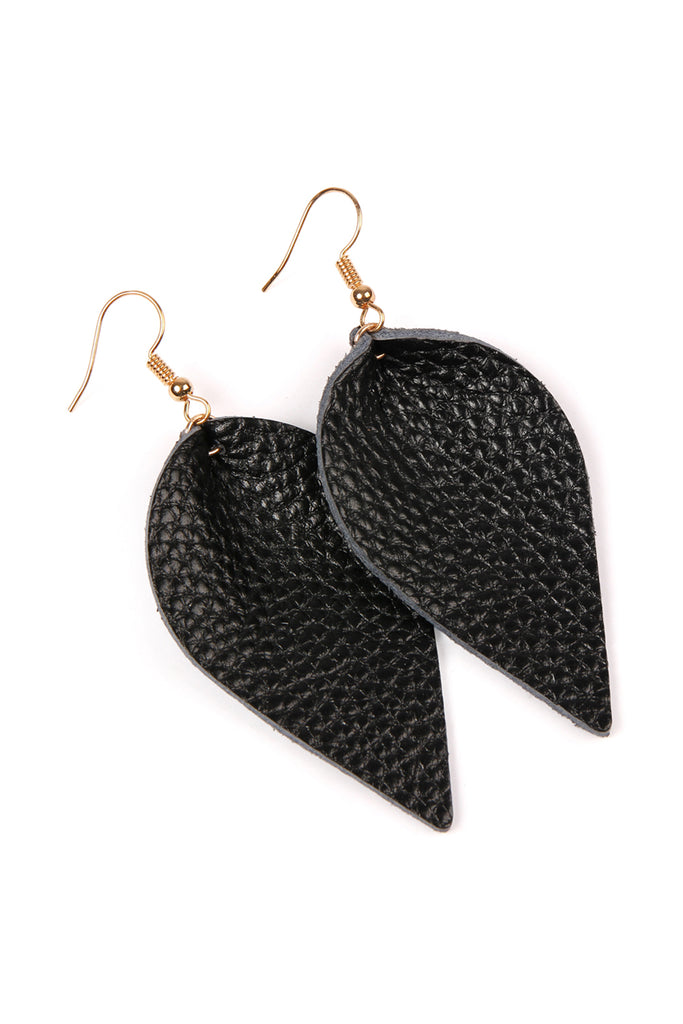 Teardrop Shape Pinched Leather Earrings