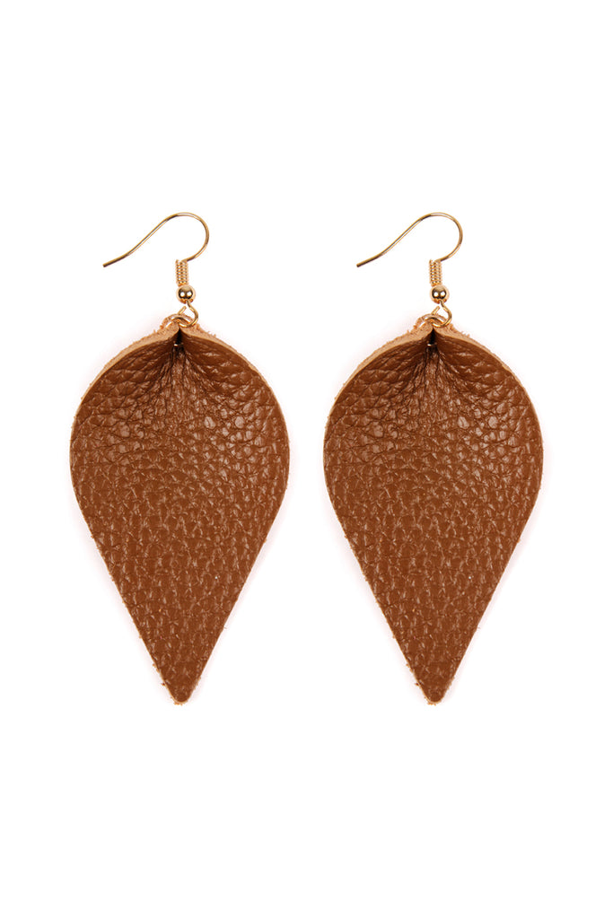 Teardrop Shape Pinched Leather Earrings