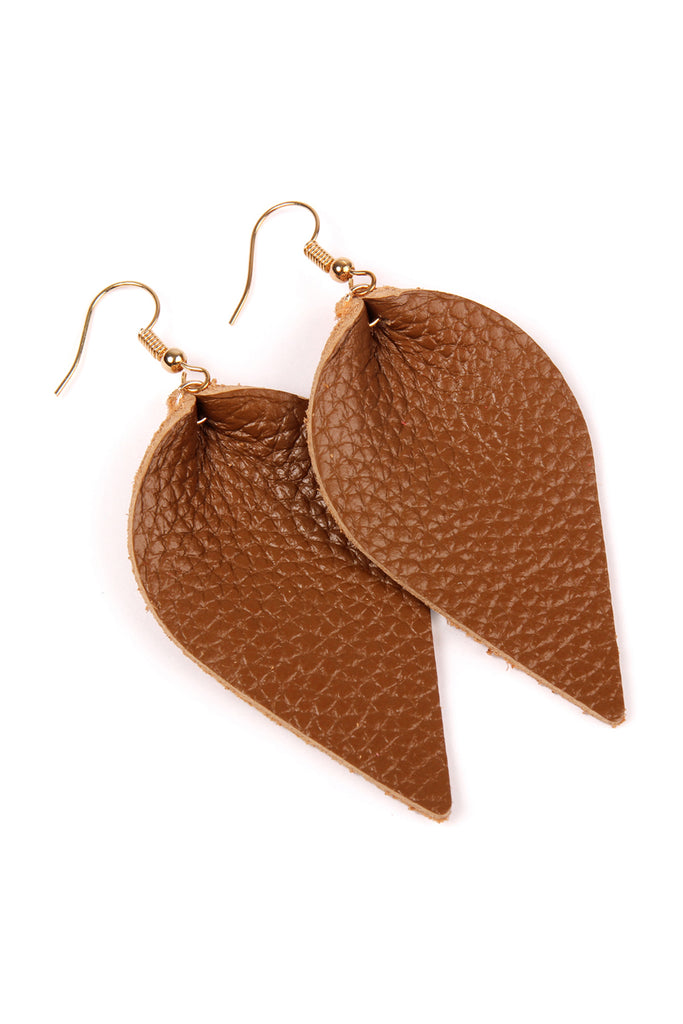 Teardrop Shape Pinched Leather Earrings