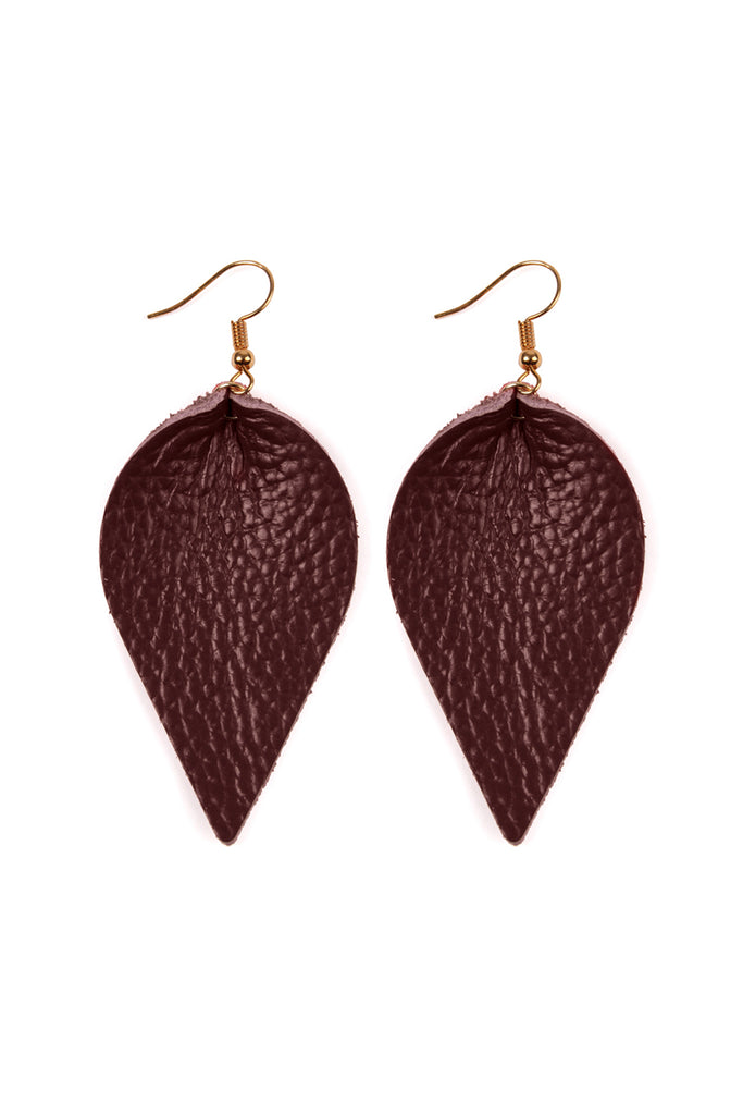 Teardrop Shape Pinched Leather Earrings