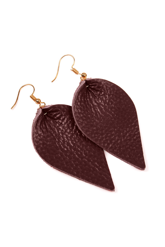 Teardrop Shape Pinched Leather Earrings