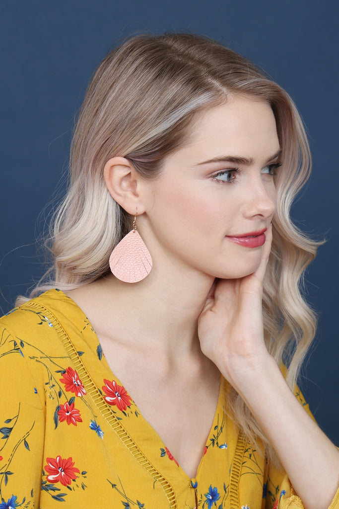 FRINGED PEAR SHAPED LEATHER EARRINGS