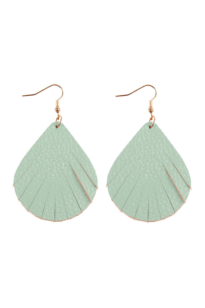 FRINGED PEAR SHAPED LEATHER EARRINGS