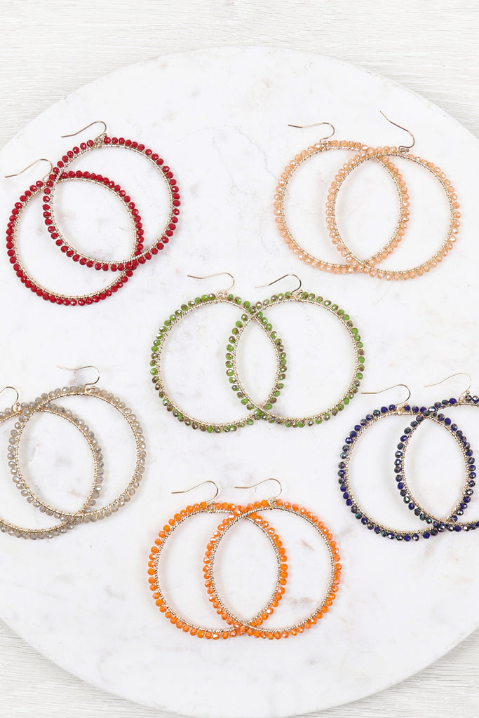 WIRE HOOP WITH GLASS BEADS HOOK EARRINGS