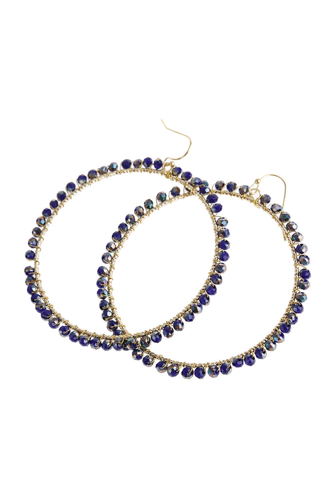 WIRE HOOP WITH GLASS BEADS HOOK EARRINGS